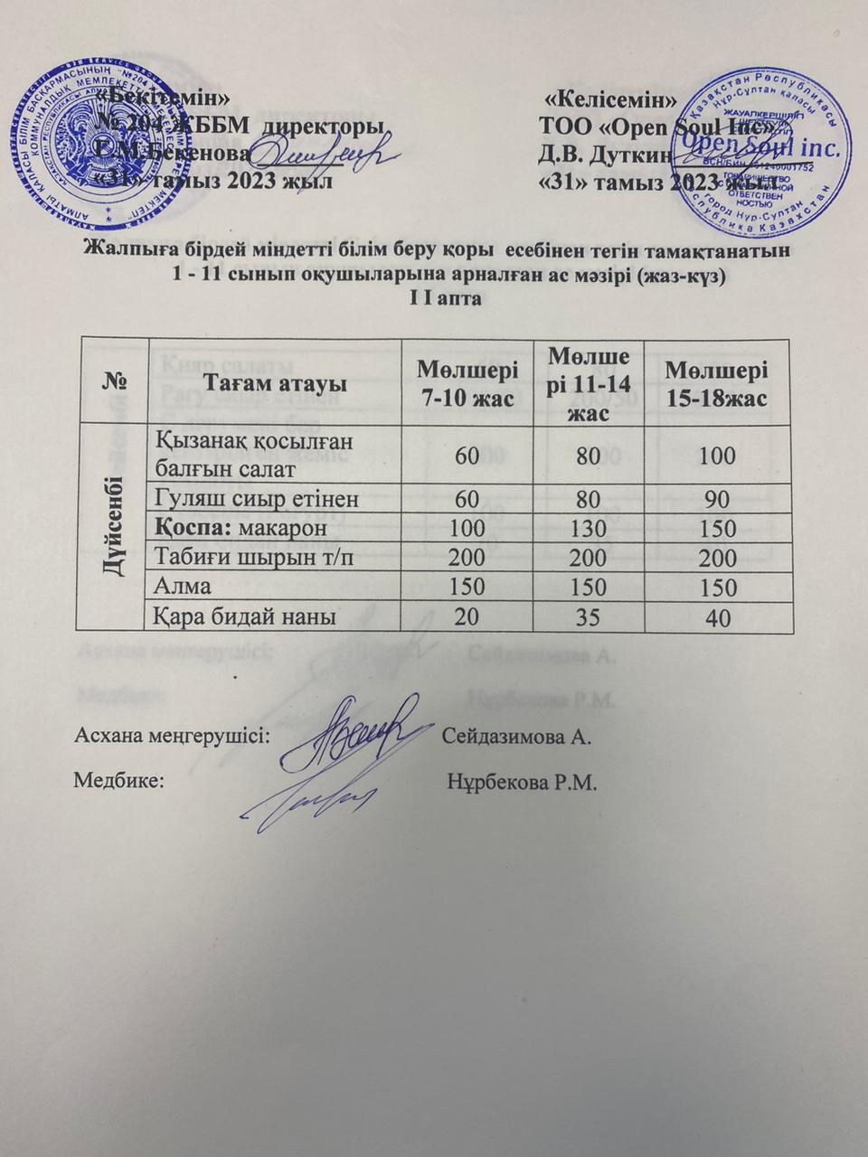 Ас мәзірі