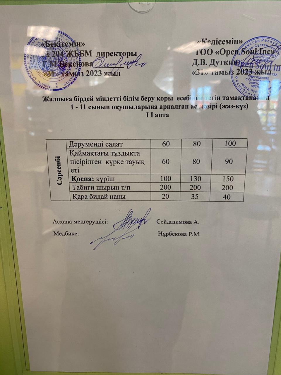 Ас мәзірі