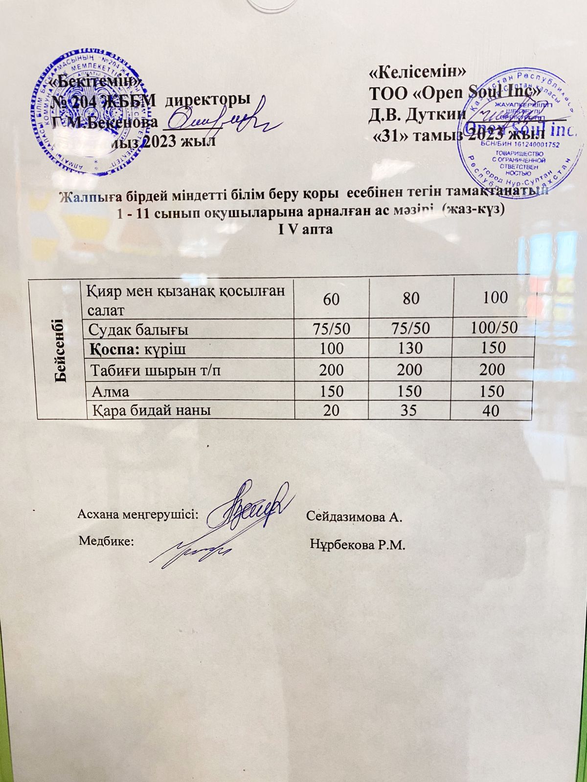 Ас мәзірі