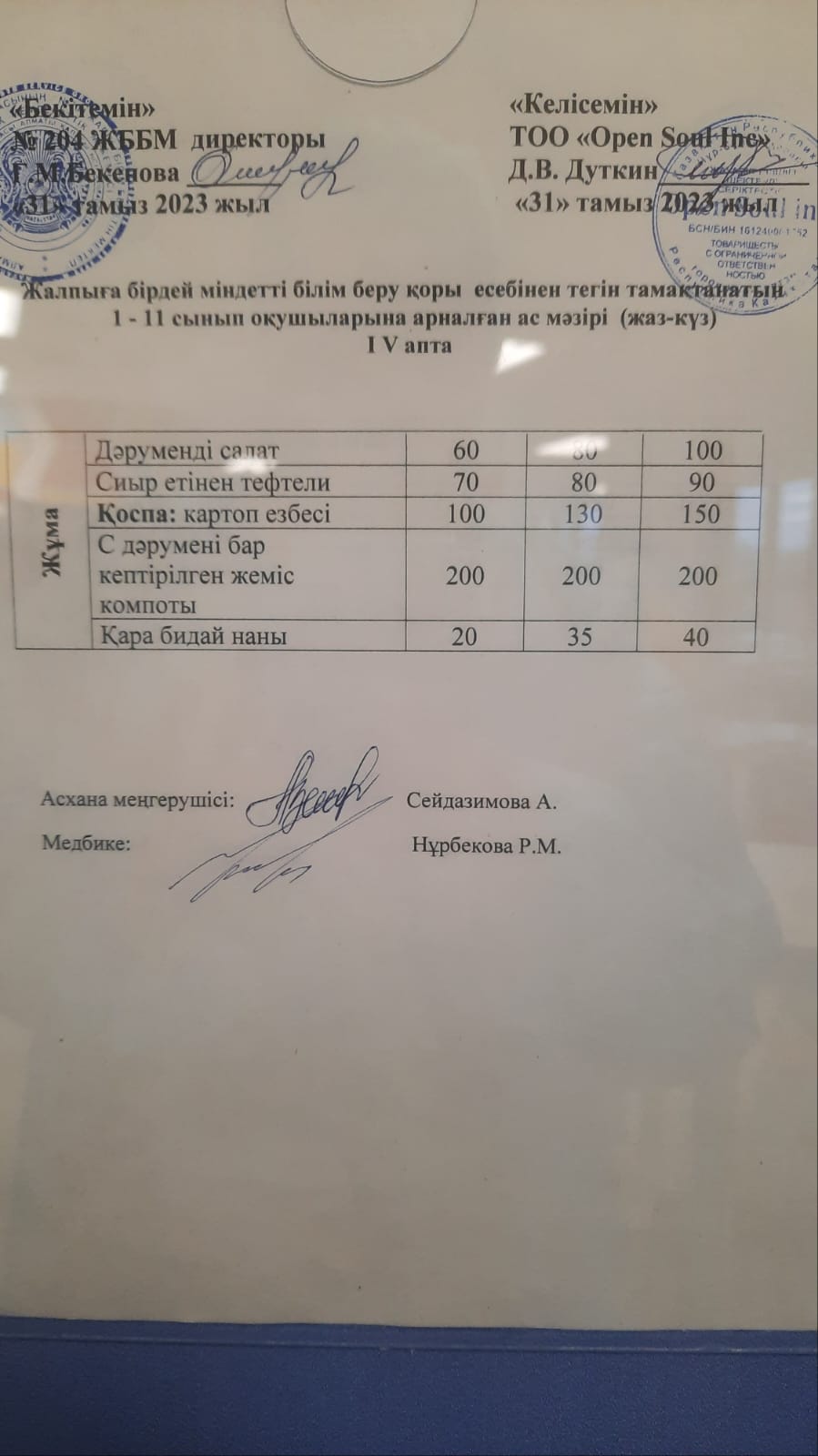 Ас мәзірі